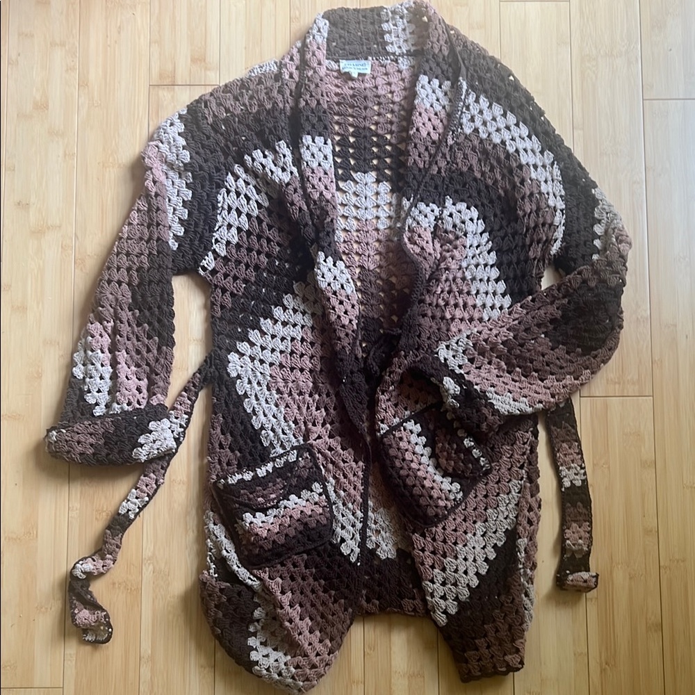 Chasing Unicorns Brown and Pink Cardigan Sweater